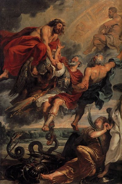 1610年5月14日のヘンリー4世の神格化とマリードメディシスのリージェンシーの宣言（詳細） 作： Peter Paul Rubens